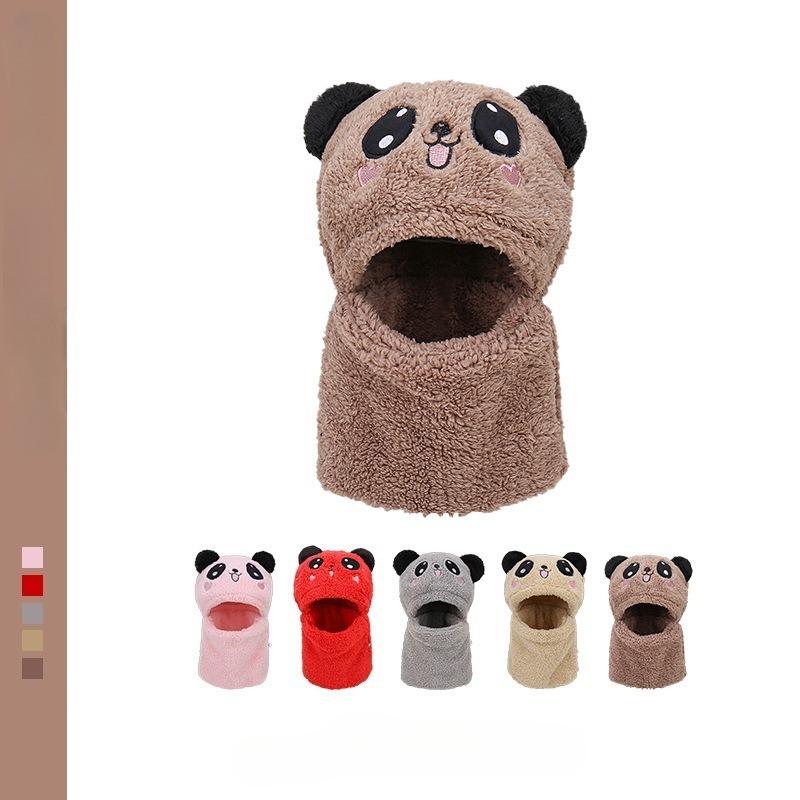 1-12Y Winter Cartoon Rabbit Coral Velvet Cap Plush Balaclava Kids Caps Double Fleece Baby Scarf Hat  Baby Accessories