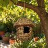 jijijing Grass Woven Bird House, Outdoor Rustic Birdhouse, Hanging Hummingbird Hut, Garden Roosting Pocket for Wrens Sparrows Finches Hummingbirds