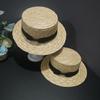 Men's and Women's Flat Top Straw Top Hat Fashion Sunshade Grass Short Brim Cool Hat Beach Vacation Hat New Sticker Hat