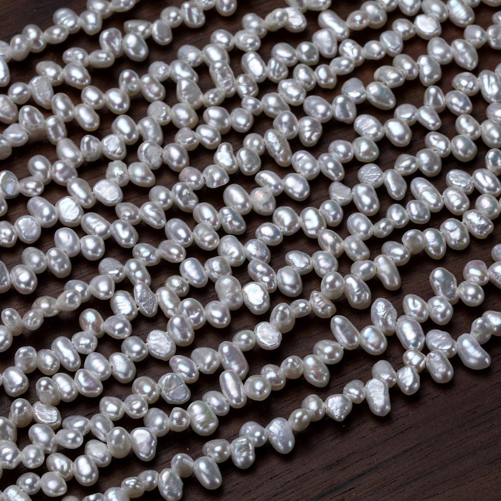 Cost-effective natural freshwater real pearl necklace with three-hole, double-sided polished pearls, strong luster, and baroque irregular shape