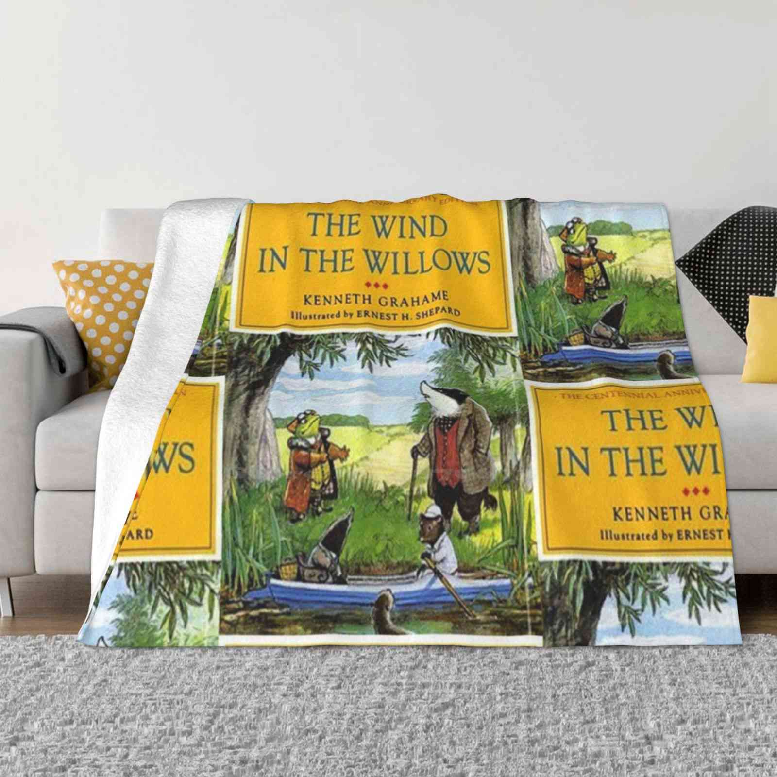 Ветер в ивах Классическая детская книга Обложка Новая Продажа Печать на заказ Фланелевое Мягкое одеяло Детская Детская Обложка книги 30x40in