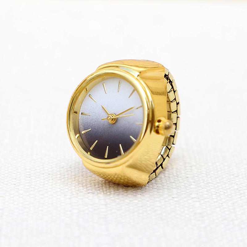 

Creative New Punk Dial Quartz Watches Rings For Women Men Couples Mini Elastic Strap Alloy Watch Finger Ring Jewelry A4