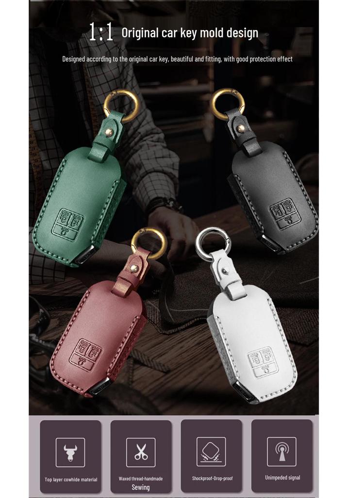 2026 Kia Carnival 4th Gen Genuine Leather Key Cover – Stylish & Protective Remote Bag for Men & Women.