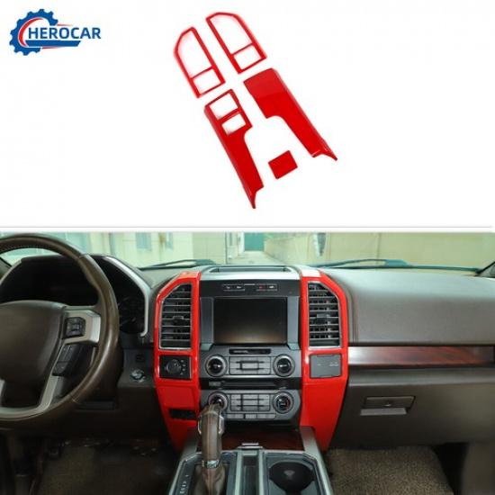 

5xCenter Console Air Vent Outlet Trim Decoation Cover For Ford F150 15-20 Red