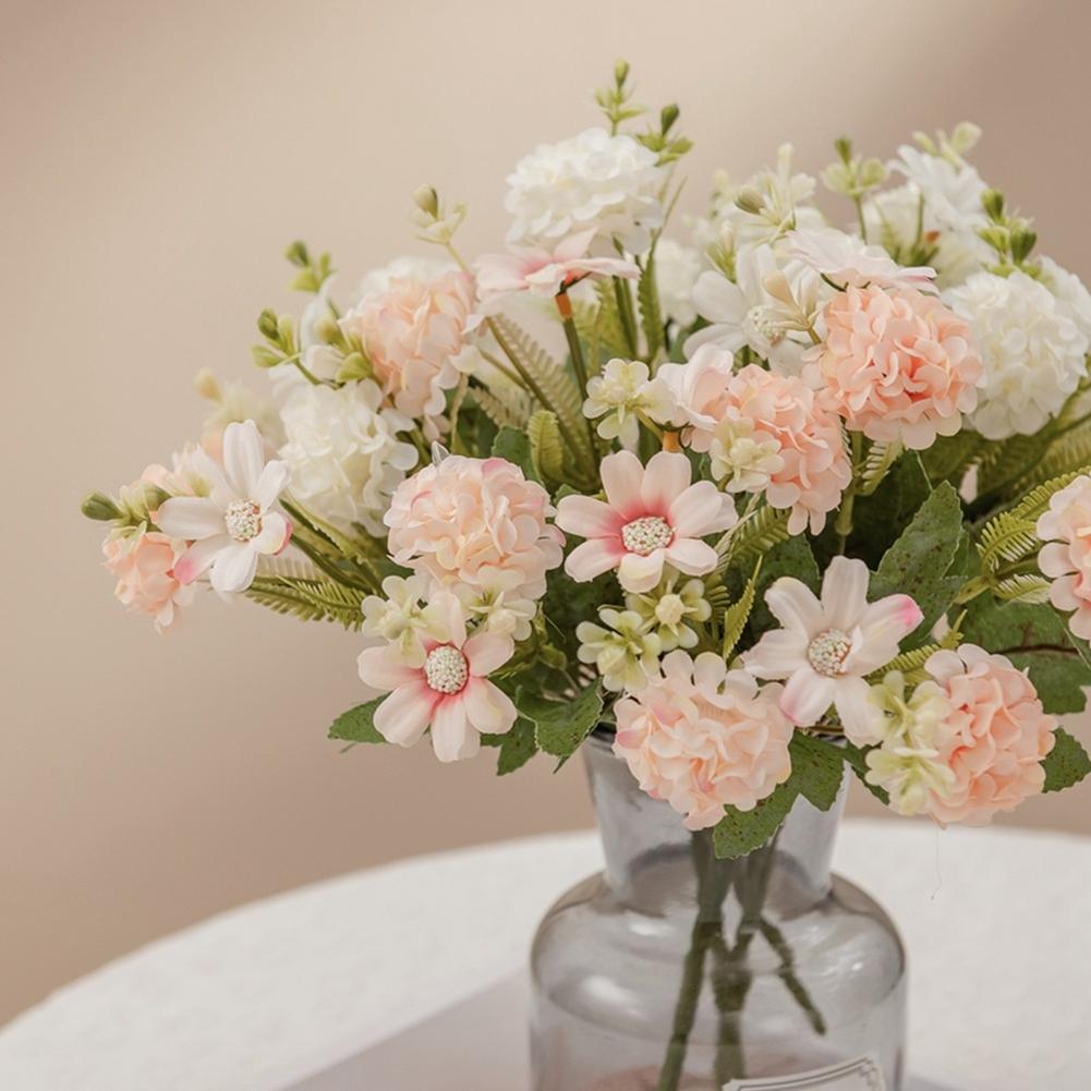 Artificial Daisy Flowers 5-Head Bunch Cloth Material For Wedding Decorations And Home Décor, 31cm Height, 14cm Diameter