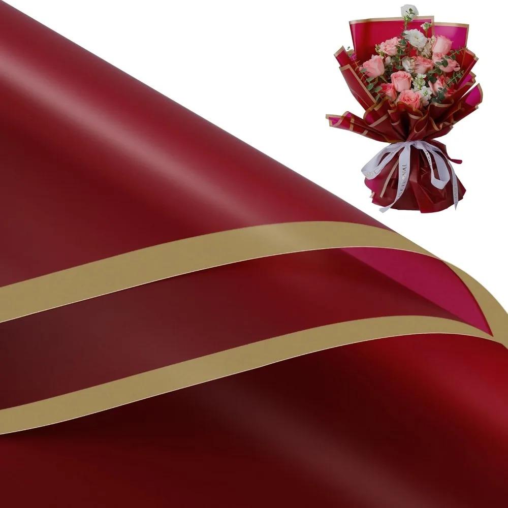 Blumenpapier 1 Stück Goldener Rand Rose Koreanischer Stil Halbtransparent Geschenkverpackung Floristen Straußverpackungsmaterial