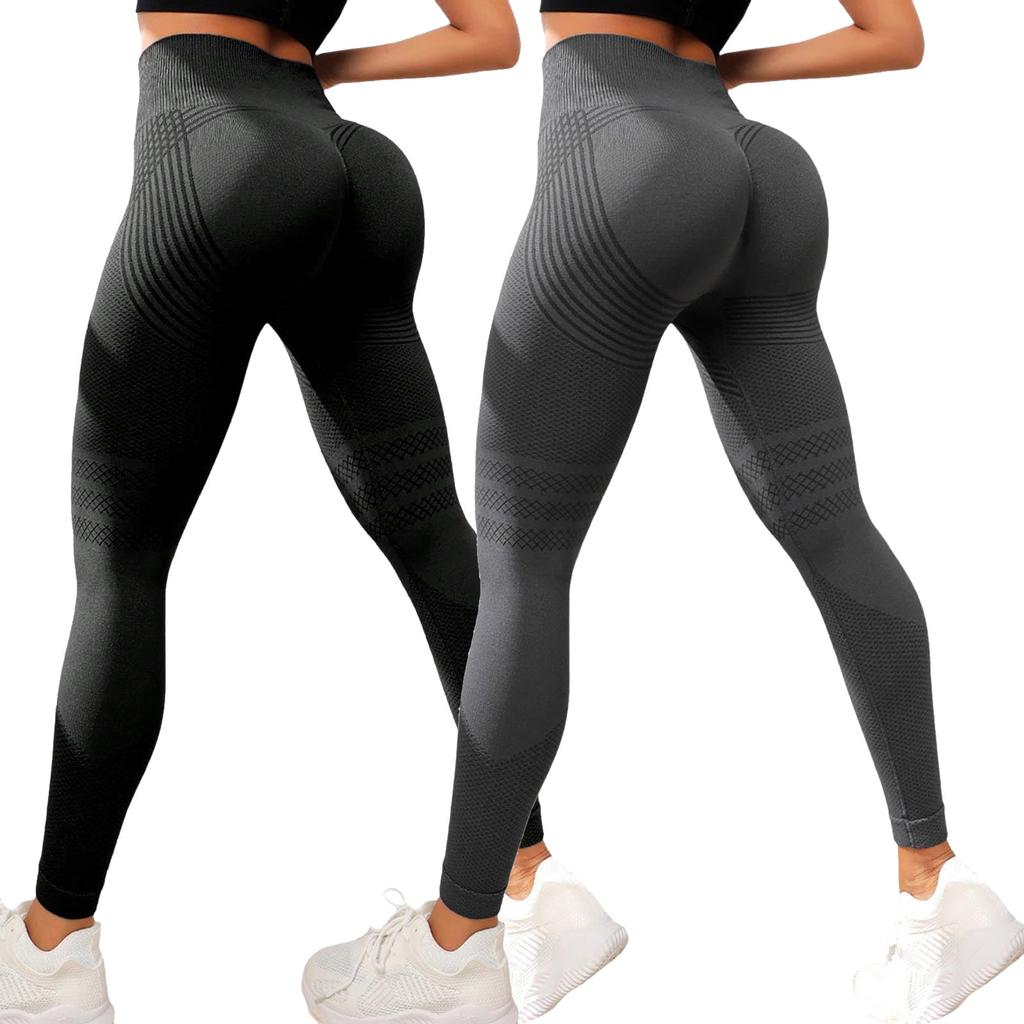 2PC Women's Casual Seamless Hip Lifting Fitness Pants With Tight Fit And High Waist, Seach Hip Yoga Pants