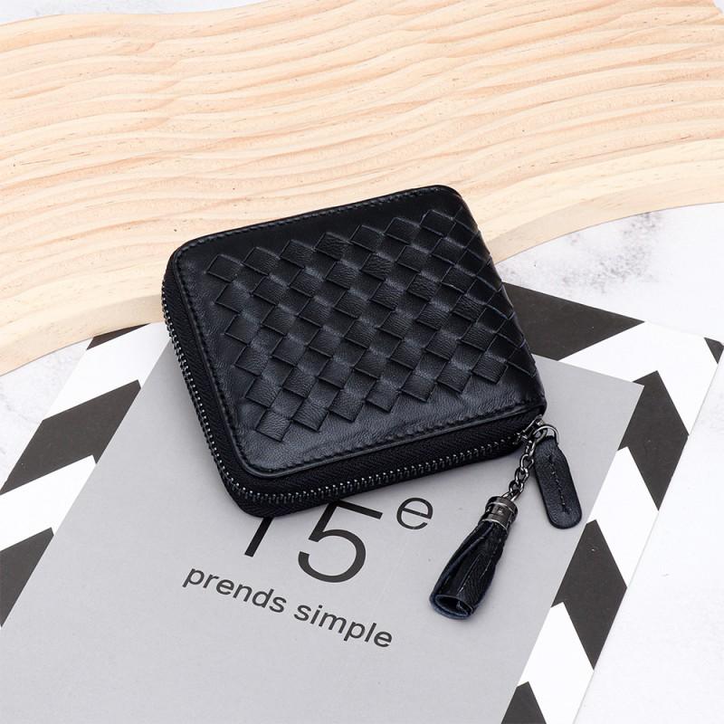 Classic Sheepskin Knitted Zipper Small Wallet Large Capacity Multifunctional Change Bag Folding