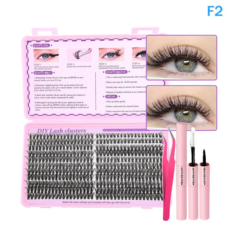 Lashes Cluster Diy Lash Extension Mixed Tray Clusters Eyelashes Fluffy Individual Lashes With Lash Bond And Seal And Tweezers