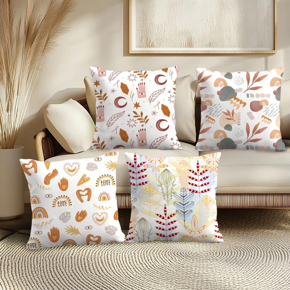 Abstract Boho Pattern Cushion Cover Soft Short Plush Pillow Cover Smooth Cozy Texture Aesthetic Cushion Case Home Decor