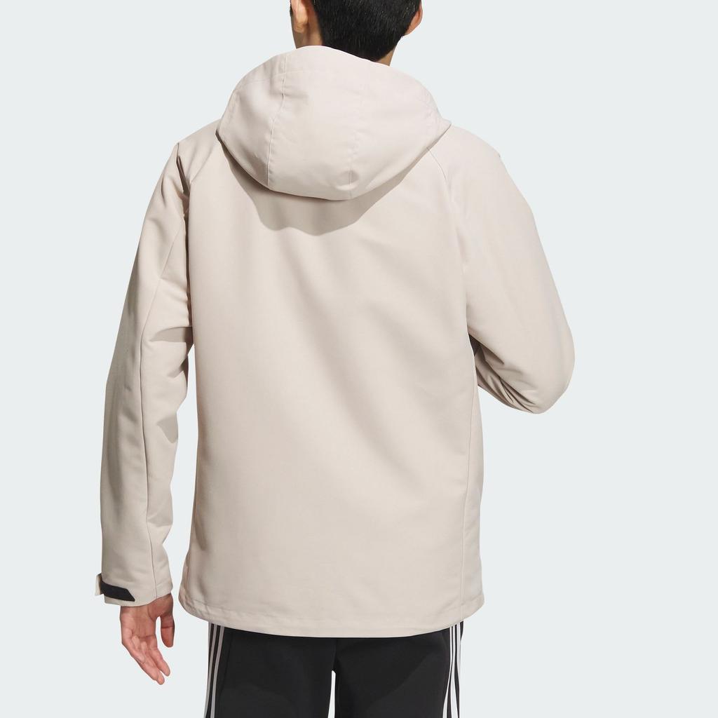 adidas Logo-Print Drei-in-Eins Kapuzen-Freizeit-Sportjacke Herrenjacke Beige Schwarz IV7597