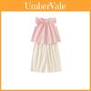 Completo estivo in cotone floreale per bambina con top a maniche corte e pantaloni a gamba larga