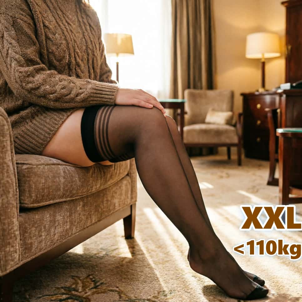 Women Sheer Sexy Elastic Hosiery Plus Size Striped Lace Thigh High Stockings Over Knee Stay Up Slim Fit Long Socks Big Size XXXL