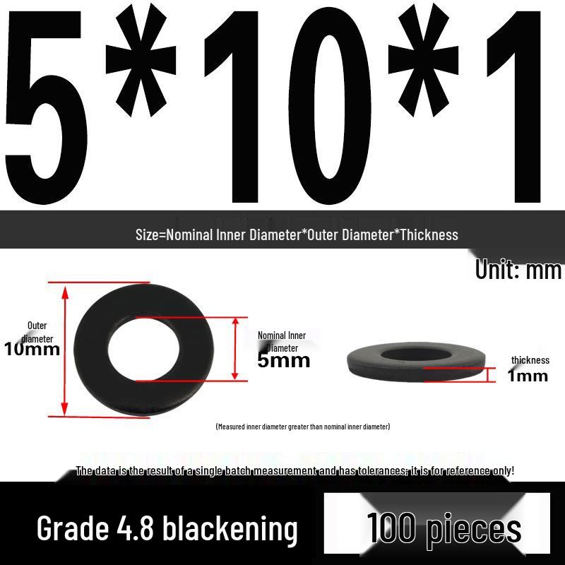 High-Strength Black Flat Washer - Grades 4.8 & 12.9, Sizes M3 To M24