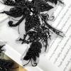 Black Mesh Embroidery Flower Bead Sequin Flower Clothing Dress Wedding Bag Decoration Flower Cloth Sticker Accessories