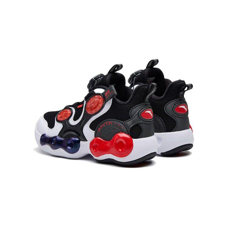 Anta Kids Asymmetrical 2.0 Non-Slip Shock Absorbing Wear-Resistant Low-Top Basketball Shoes Kids sneaker Black White Red 312239953-1