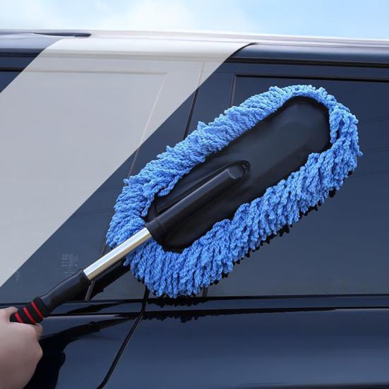 Car Cleaning Brush 33-Inch Retractable Car Duster Stainless Steel Telescopic Pole Scratch-Free Microfiber Car