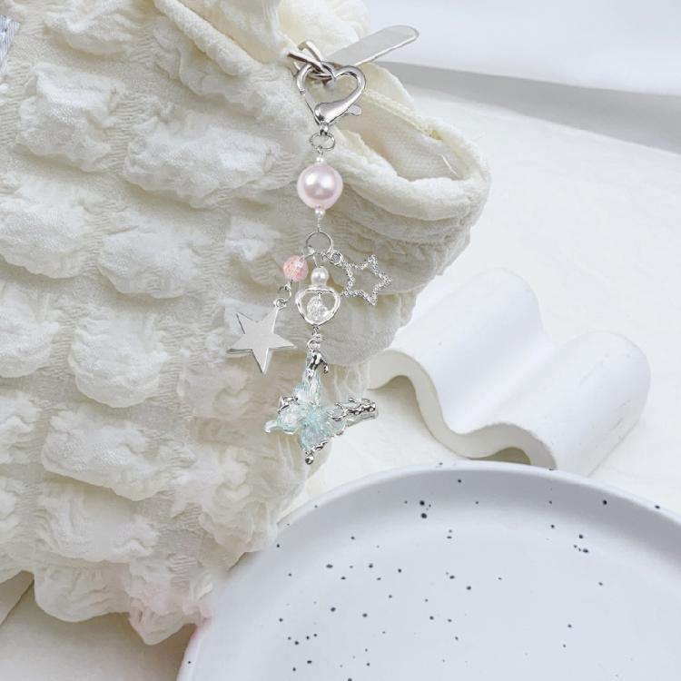 Versatile Key Ring Butterfly Bowknot Star Heart Beaded Keyring Bag Pendant Backpack Decoration for Daily Use and Parties