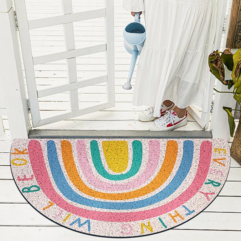 Arch Door Mats Outdoor Indoor Antiwear PVC Waterproof Ant-Slip Bedroom Rugs and Carpets Rainbow Printed Entrance Doormat