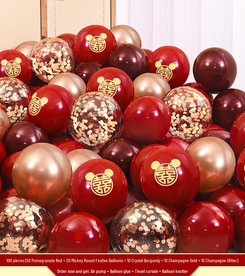 Red Wedding Balloons: Romantic Bedroom & Living Room Decor, Photo Props, Wedding Scene Setup
