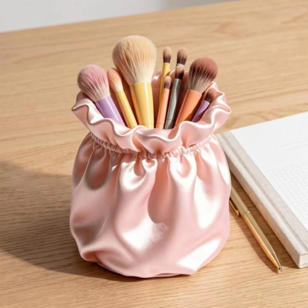Soft Pink Desktop Organizer Bucket 3D Printed Storage Container Makeup Brush Holder  Home Office