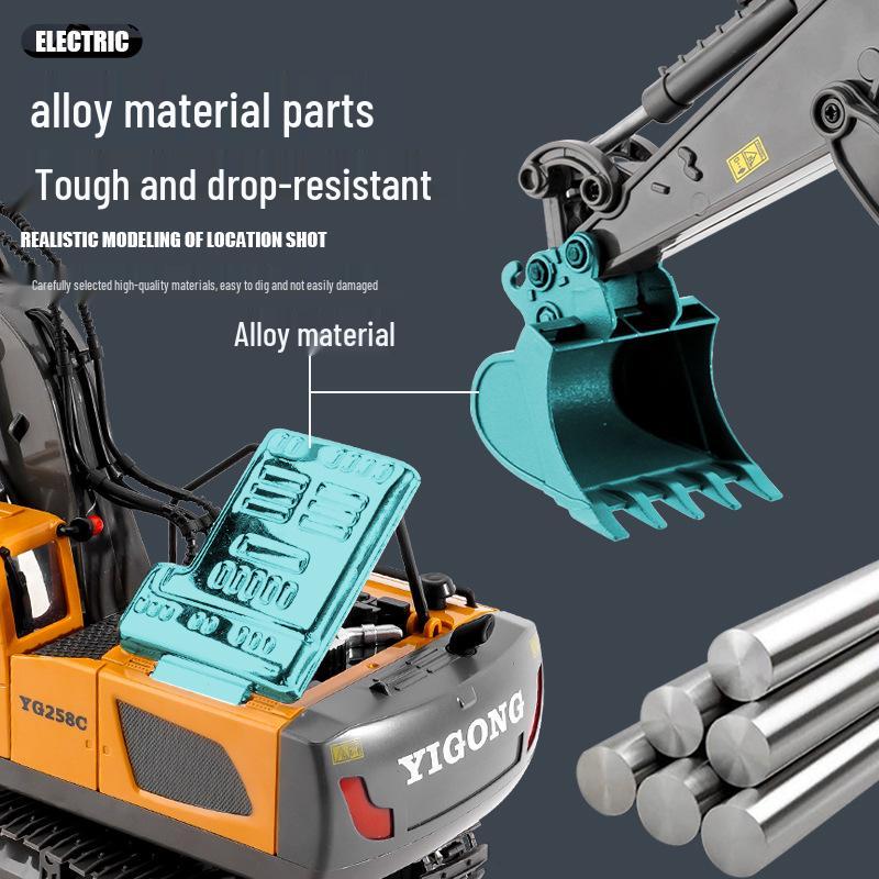 2.4G Remote Control Excavator & Bulldozer Toy - Alloy Construction Vehicle for Kids