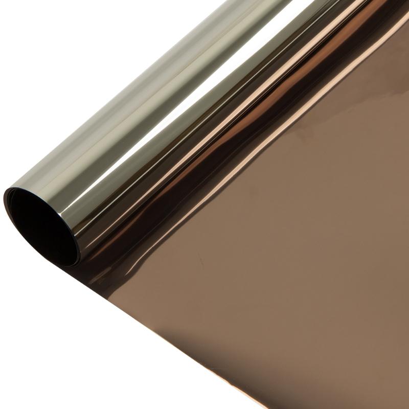 Tea Silver Self-adhesive Window Film Privacy Mirrored Effect One Way Vision Heat Reduction Solar Tint PET Building Decorative