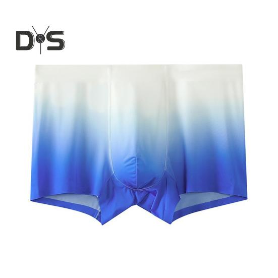 Men Boxer Underwear Breathable Ice Silk U Convex Design Gradient Color Shorts Underwear Seamless Panties Daily Wear