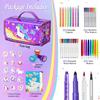 56 PCS Washable Scented Markers Set with Glitter Pencil Case, Mermaid Unicorn Arts and Crafts for Kids 4-6-8 Kids Coloring Drawing Kits for 4-8 Years