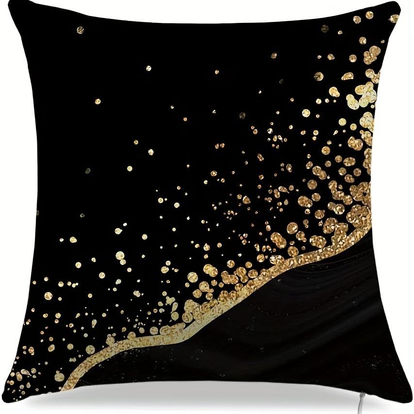 Black Geometric Gold Spots Pillow Cover Ultra Soft Polyester Material Living Room Sofa Back Car Pillow Cover Home Decoration