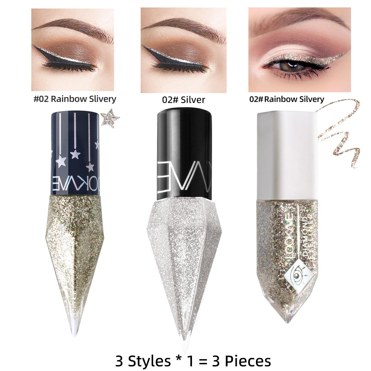 

3 стиля набора блестящей жидкой подводки для глаз, блестящие водостойкие стойкие красочные тени для век, металлическая жидкая подводка для глаз, набор для макияжа глаз