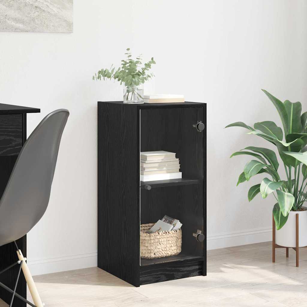 Sideboard in Black Oak Look 35 x 37 x 76 cm Particleboard