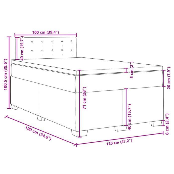 VidaXL Sommier à lattes de lit et matelas gris foncé 120x190cm velours, lit, lit à plate-forme, lit à panneaux, meuble de 3288571