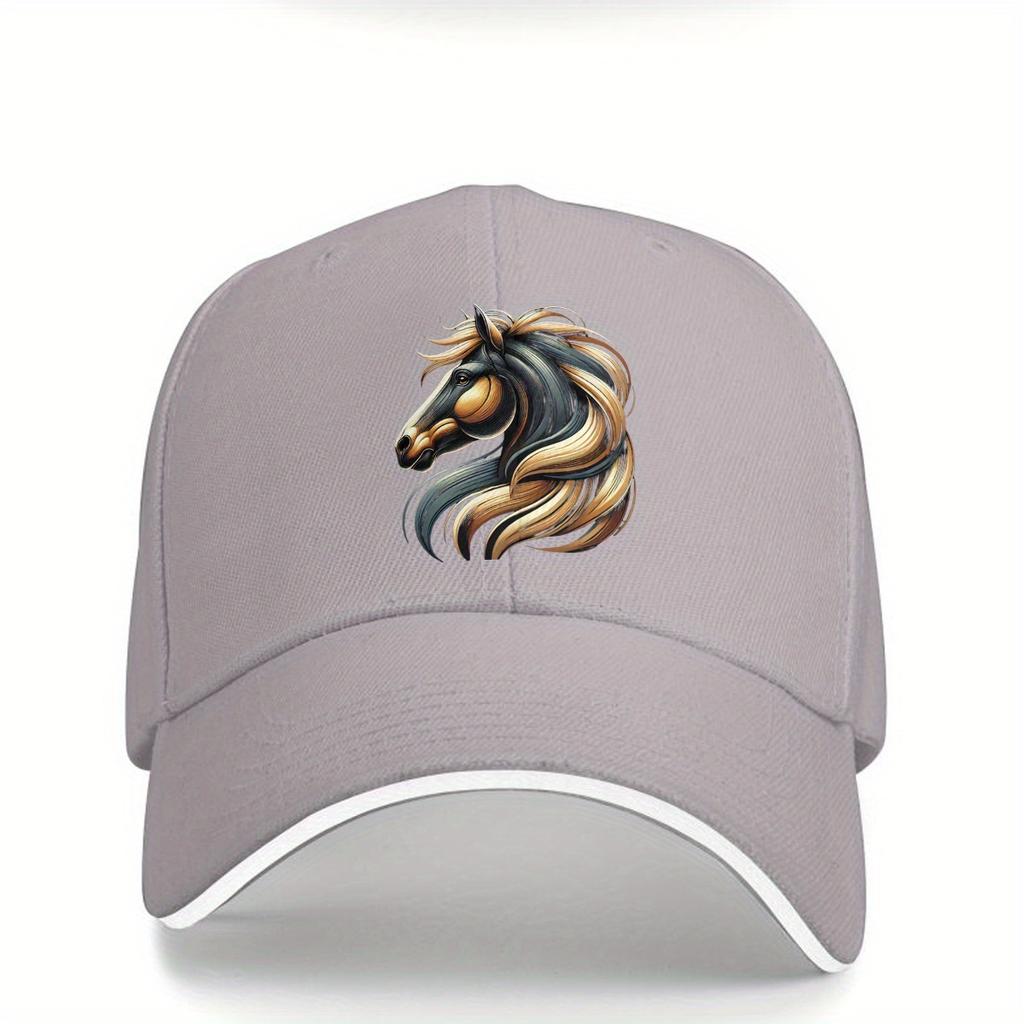 Artistic Horse Head Print Polyester Baseball Cap Unisex Casual Adjustable Summer Trucker Hat