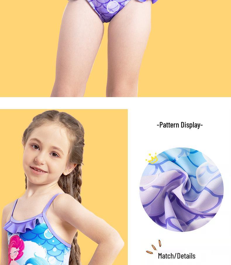 Girls' Mermaid Scale Halter Swimsuit with Ruffle (2025)