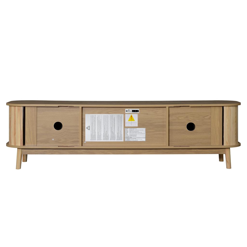 TV Cabinet - Natural Wood Blend TV Cabinet with Doors and Drawers. TV Stand with Rattan Sides. Storage Solution, Natural Country Style