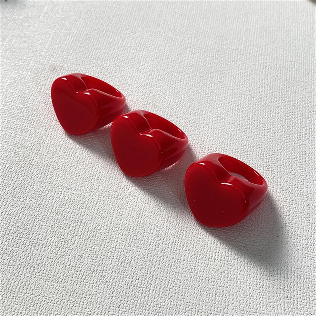Anelli a Cuore Rosso Donna Uomo Colore Unico Cuore Pesca Anelli in Resina Acrilica Anelli alla Moda per Dita Gioielli Squisiti di Tendenza