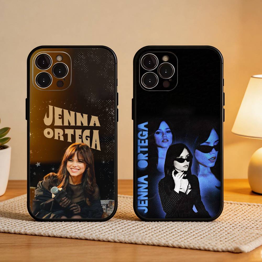Schöne J-Jenna Ortega Schauspielerin Handyhülle Für iPhone17 16 15 14 13 12 11 Pro Max Plus,5G Weiche Schwarze Hülle