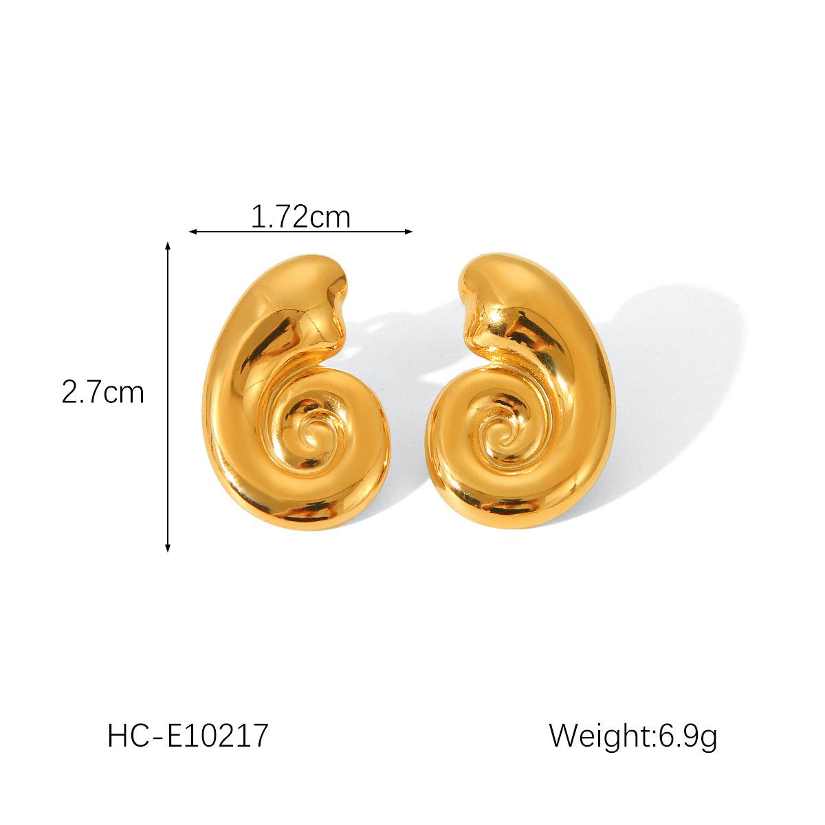 Ocean Elements Scallop Titanium Steel Earrings, 18K Gold Stainless Steel Ear Rings, Conch Starfish Studs