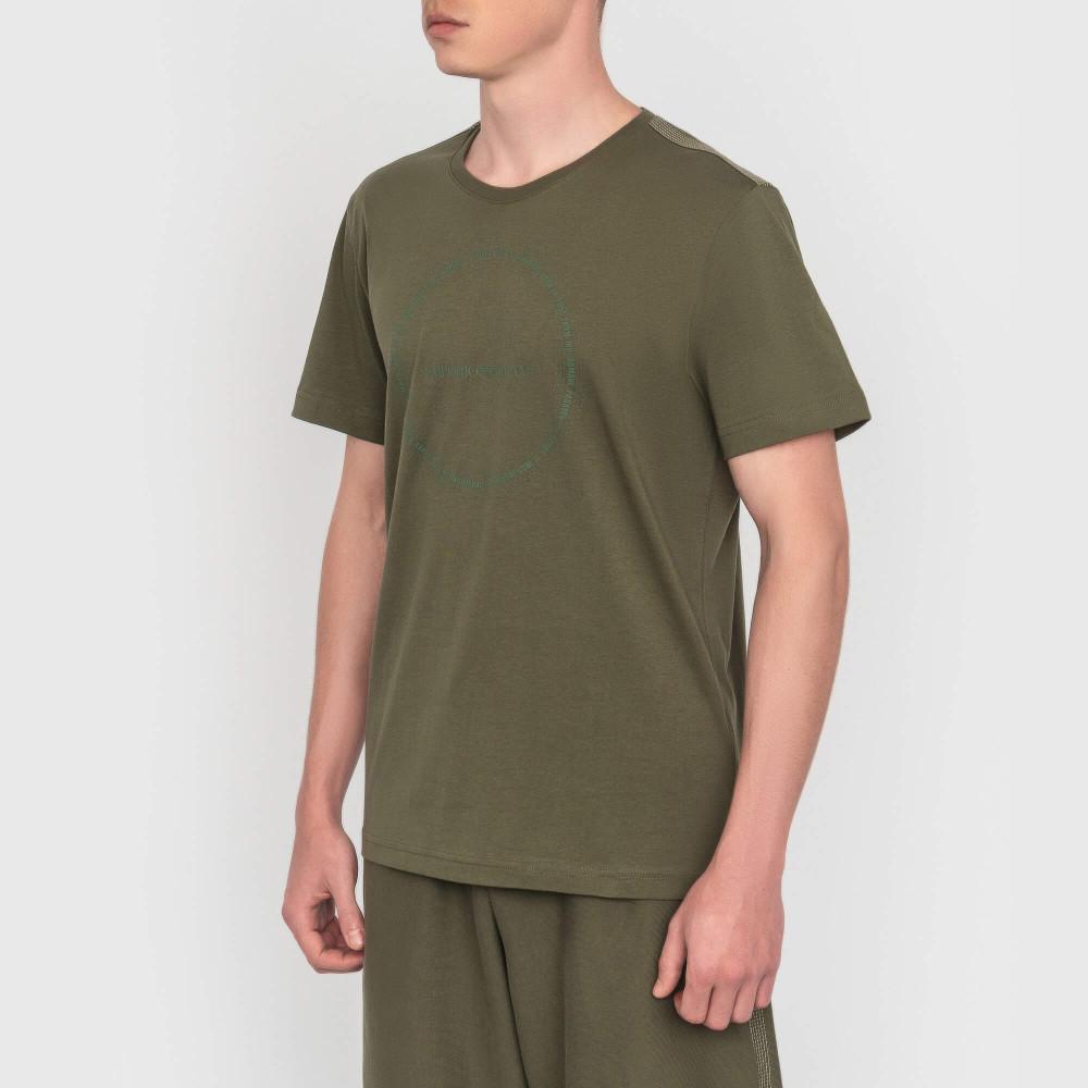 Emporio Armani EA7 Solid Color Round Neck Short Sleeve T-Shirt Men Tops Green 3DPT39-PJTJZ-1846