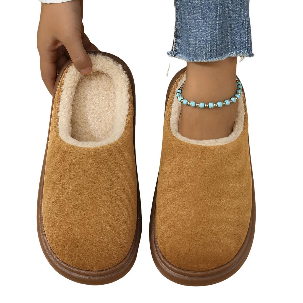 Indoor - Cotton Slippers with Back - Warm House Slippers for Fall and Winter