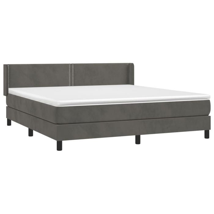 Maison Exclusive - Sommier à lattes de lit et matelas Gris foncé 160x200cm Velours