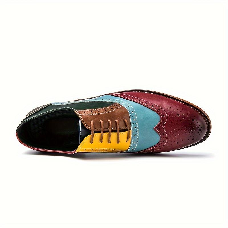 British Style Color Matching Leather Shoes Baroque Retro Contrast Color Men's Shoes