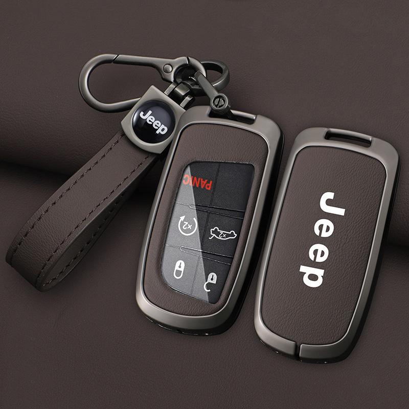 Zinc Alloy Leather Car Key Cover Case For Jeep Renegade Wrangler Patriot Grand Compass Cherokee Liberty WK2 KL Auto Accessories
