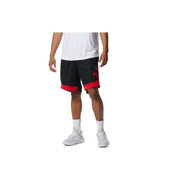

Under Armour Color Block Logo Print Casual Sports Shorts Men shorts Black Red 1378332-002 XL