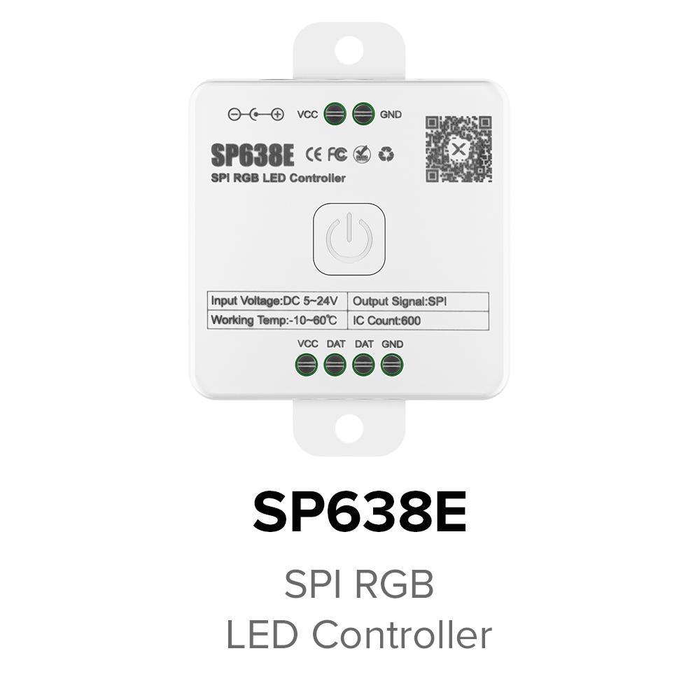 SP630E All In One LED Controller 5CH PWM SPI Pixels LED Light Strip WS2812B WS2811 SK6812 FCOB 5050 RGB RGBW CCT Music BT 5V-24V