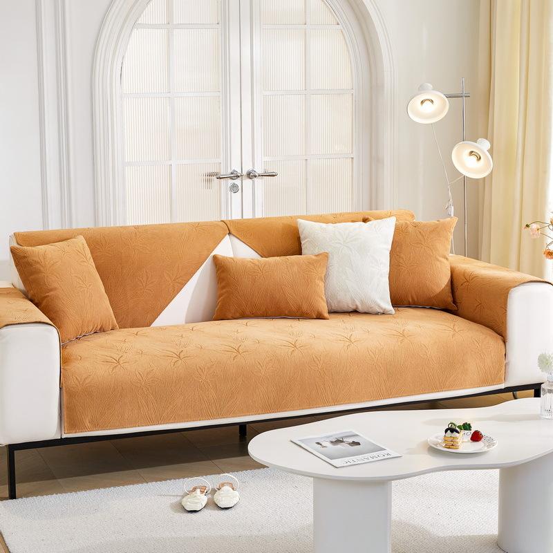 

Maple Leaf Chenier Sofa Cushion New Four Seasons Universal Simple Premium Sense Cushion Fixed Non-Slip Cover 70*70cm