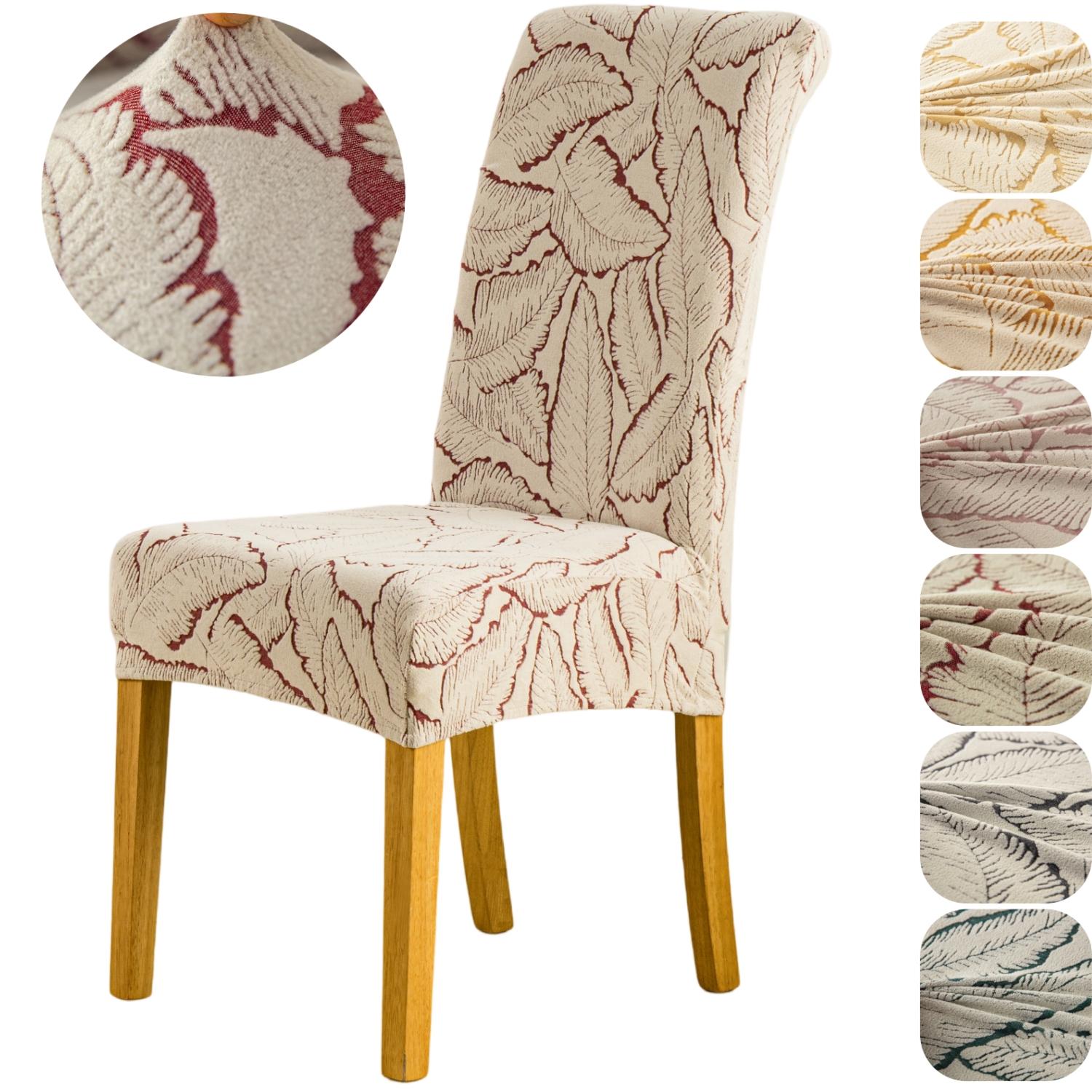 

Leaf Jacquard Stretch Dining Chair Covers Removable Washable Chair Slipcovers Kitchen Parsons Chair Protector Wedding Decor 1 Pack бордовий