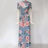 Elegante Abito Lungo Estivo con Stampa Floreale Donna Maxi Tunica Festa Serale Abito da Sole