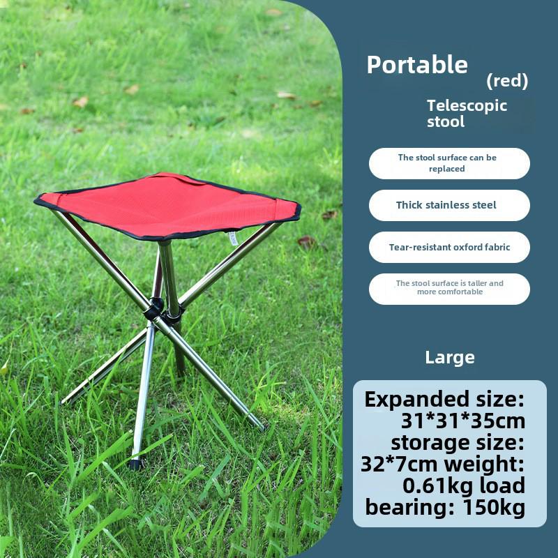 Portable Outdoor Telescopic Folding Camping Chair - Stainless Steel Fishing Stool